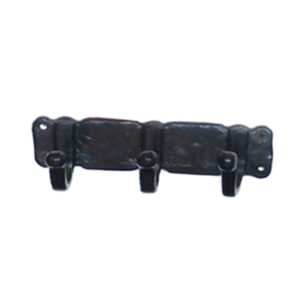 Hand Forged Iron Rail Hooks Hanger with 3 Hooks 150mm #1617 Black Finish