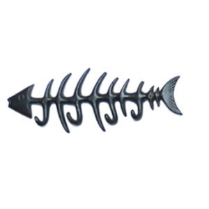 Cast Iron Animal Coat Hook"FISH" Style 320mm #1657 Matt Black Finish