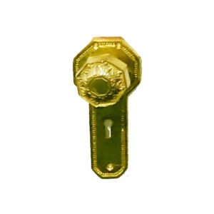 BRASS DOOR KNOB ON BACKPLATE WITH KEYHOLE 150#1998