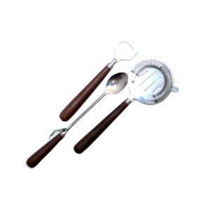 Stainless Steel + wood Bar Tools Cutlery Set #2364