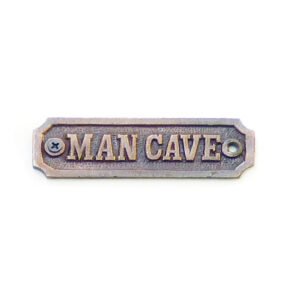 Cast Iron Hand Made Man Cave Sign Shed Antique Style Plaque Christmas Day Gift Idea for Dad Daddy Present Gift For Him Door Sign Plaque Copper Antique Finish 110mm #2477