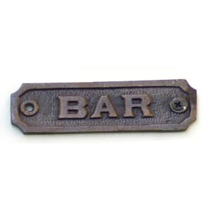Cast Iron "BAR" Sign Plaque Door Wall House Gate Post Hotel Restaurant Pub Home Copper Antique Finish 105mm #2478