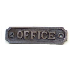 Cast Iron "OFFICE" Sign Plaque Door Wall Fence Post Cafe Shop Pub Hotel Bar Work Copper Antique Vintage Finish 112mm #2479