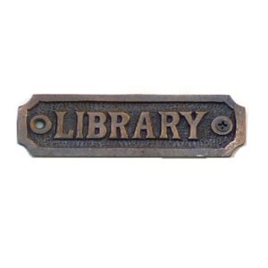 Cast Iron "LIBRARY" Door Sign Plaques It's a fun and attractive decoration for your house, cafe, kitchen, club, office, bar, restaurant, dorm, garage, and more! Vintage metal tin signs can also be the first choice for gift giving, very artistic Copper Antique Finish 107mm #2480