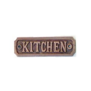 Cast Iron "KITCHEN" Door Sign Plaques It's a fun and attractive decoration for your house, cafe, kitchen, club, office, bar, restaurant, dorm, garage, and more! Vintage metal tin signs can also be the first choice for gift giving, very artistic Copper Antique Finish 130mm #2481