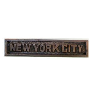 Cast Iron "NEW YORK CITY" Door Sign Plaque Door Wall Cafe Shop Pub Hotel Bar Work Copper Antique Vintage Finish  230mm #2485