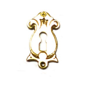 Brass Victorian Standard Profile Keyhole Open Lock Cover Plate Escutcheon Brass Door Escutcheon Euro Cylinder Keyhole Polish Brass Finish 65mm #2497