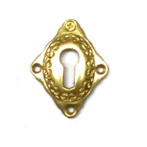 Brass Victorian Standard Profile Keyhole Open Lock Cover Plate Escutcheon Brass Door Escutcheon Euro Cylinder Keyhole Polish Brass Finish 60mm #2502