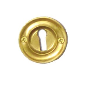Brass Euro Escutcheons Polished Brass, Escutcheon Cylinder Keyhole Euro Door Lock Cover for Security and Protection from Key Damage, Durable Escutcheon Plate with Concealed Screws 40mm #2505