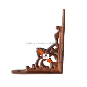 Cast Iron Shelf Bracket Acorn Filigree design 350mm #2521 Rustic Iron - Natural and Black Matt finish