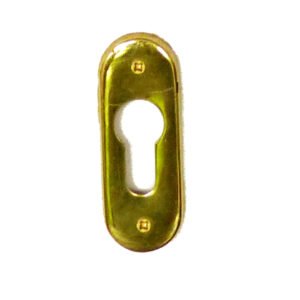 Brass Victorian Standard Profile Keyhole Open Lock Cover Plate Escutcheon Brass Door Escutcheon Euro Cylinder Keyhole Polish Brass Finish 75mm #2526