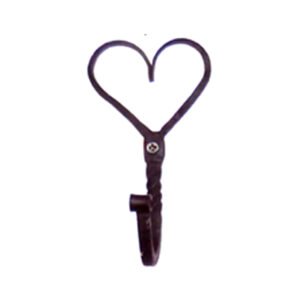 Hand Forged Iron Heart Hook Coat Hanger with Twist stem 140mm #2557