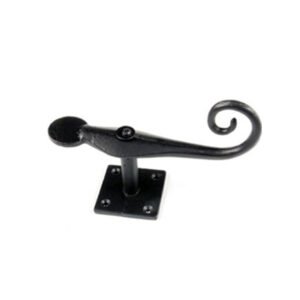 Hand Forged Iron Window Shutter Dogs Curly Tail 170mm Fenster Halter #2560 Black Finish