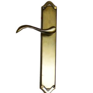 Brass Lever Latch Door Handle on Plate Spanish style Manivela con placa Pulido Brillo 270mm #2595