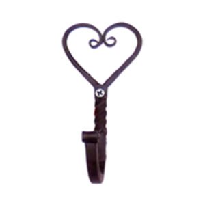Hand Forged Iron Heart Hook Coat Hanger Scroll Twist design 130mm #2608 Rustic Black Copper Antique Finishes
