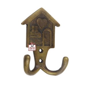 Cast Iron Hat & Coat Hook 90mm #2612 Brass Antique