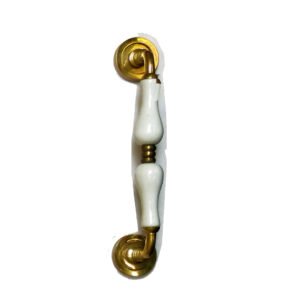Brass Door Pull Handle On Rosette With Ceramic Grips 280mm #2646