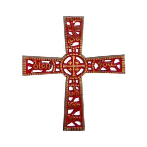 Brass Antique Design Vintage Look Brass Wall Hanging Cross Decorative Religious Altar Spiritual Art  Home Living Room Decor Accessory for Christmas and Other Occasions Brass Religious Accessories Church Decoration "JESUS CROSS" Christian Cross Christ Wall Cross Hand Carved Antique Design Hanging Plaque Brass Antique Colour Meena Finish 238mm #2663