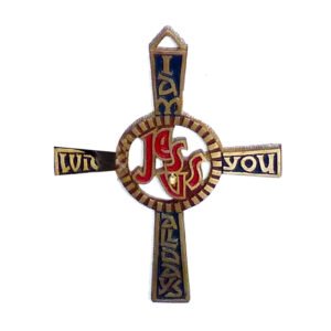 Brass Antique Design Vintage Look Brass Wall Hanging Cross Decorative Religious Altar Spiritual Art  Home Living Room Decor Accessory for Christmas and Other Occasions Brass Religious Accessories Church Decoration "JESUS CROSS" Christian Cross Christ Wall Cross Hand Carved Antique Design Hanging Plaque Brass Antique Colour Meena Finish 138mm #2665