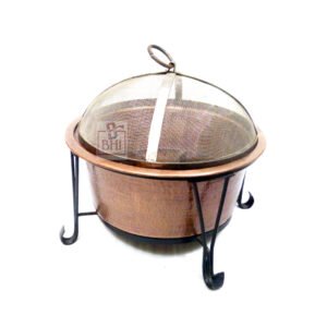 Garden BonFire Pit Bowl with Hand Forged Iron Stand Holder with Mesh Cover Spark Safety Copper Outdoor Garden  575x600mm #2774