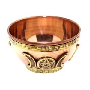 Copper Triple Moon Pentacle Copper Offering Bowl Great for Altar use, Ritual use, Incense Burner, smudging Bowl, Candle Holder, Decoration Bowl, offering Bowl 77mm #2790