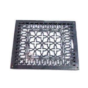 Brass Hardware India Supply Manufacturing Black Air Vent Cover Grille Floor Heat Vent Register Grille Heavy Cast Iron Design Rustic Duct Cover Overall Black Powder Coated Finish 510mm #2819