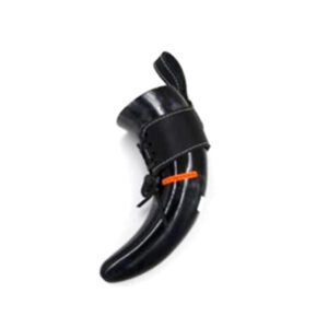 Horn Drinking Mug For Vine / Bear With Decorative Leather Holder 190mm #2883