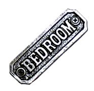 Cast Iron "BEDROOM" Sign Plaque Door Wall Fence Post Cafe Shop Pub Hotel Bar Work Natural Lacquer Vintage Finish 100mm #3099
