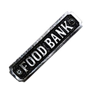 Cast Iron "FOOD BANK"  Door Sign Plaques It's a fun and attractive decoration for your house, cafe, kitchen, club, office, bar, restaurant, dorm, garage, and more Vintage metal tin signs can also be the first choice for gift giving, very artistic Natural Lacquer Finish 140mm #3100