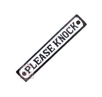 Cast Iron "PLEASE KNOCK" Sign Plaque Door Wall Cafe Shop Pub Hotel Bar Work B/White Vintage Finish 200mm #3101