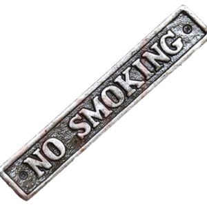 Cast Iron "NO SMOKING" Sign Plaque Door Wall Fence Post Cafe Shop Pub Hotel Bar Work Natural Lacquer Vintage Finish 220mm #3105