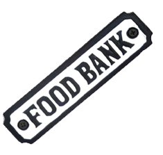 Cast Iron "FOOD BANK" Sign Plaque Door Wall Fence Post Cafe Shop Pub Hotel Bar B/White Vintage Finish 140mm #3109