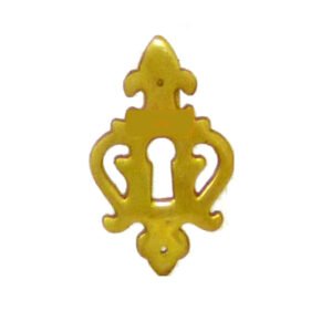 Brass Victorian Standard Profile Keyhole Open Lock Cover Plate Escutcheon Brass Door Escutcheon Euro Cylinder Keyhole Polish Brass Finish 80mm #3230