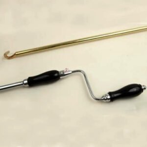 Brass Screw-jack Winding Pole 2250mm #3445 Polish Brass & Chrome Plating with Black Wooden Grip Handle