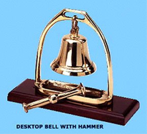 Brass Marine Nautical Desk Bell with Hammer with Hanging Stand  # 35512