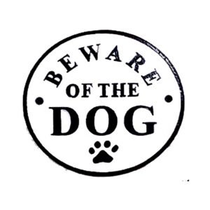 Cast Iron "BEWARE OF THE DOG" Sign Plaque Door Wall Fence Post Cafe Shop Pub Hotel Bar Work B/White Vintage Finish 120mm #3553