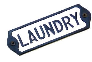 Cast Iron "LAUNDRY " Sign Plaque Door Wall Cafe Shop Pub Hotel Bar Work B/White Vintage Finish 220mm #3777