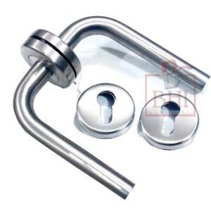 Stainless Steel Door Handle On Rose With Keyhole 135mm #4065