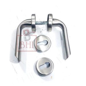 Stainless Steel Door Handle On Rose With Keyhole 130mm #4067