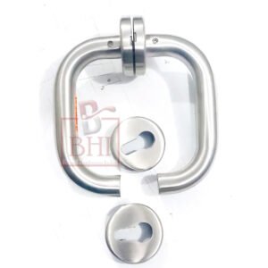Stainless Steel Door Handle On Rose With Keyhole 150mm #4068