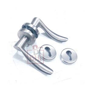 Stainless Steel Door Handle On Rose With Keyhole 125mm #4074