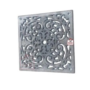 Brass Hardware India Supply Manufacturing Black Air Vent Cover Grille Floor Heat Vent Register Grille Heavy Cast Iron Design Rustic Duct Cover Overall Burn Black Finish 220mm #4088