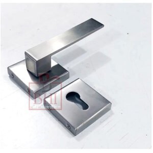 Stainless Steel Door Handle On Rose With Keyhole 125mm #5000