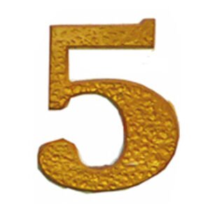 Cast Iron "NO.5" Door House Numbers and Street Address Plaques Numbers for Residence and Mailbox Signs Polish Brass Finish 80mm #501