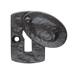 Cast Iron Euro Escutcheons Black Powder Coated Escutcheon Cylinder Keyhole Euro Door Lock Cover for Security and Protection from Key Damage, Durable Escutcheon Plate with Concealed Screws 45mm #506