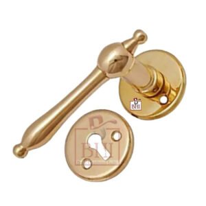 Brass Door Handle on Rosette Manivela para puerta Polished Brass Pullido Brillo Satinado 110mm # 5089