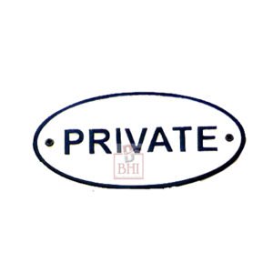 Cast Iron "PRIVATE" Oval Shape Sign Plaque Door Wall Cafe Shop Pub Hotel Bar Work B/White Vintage Finish 175mm #515