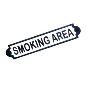 Cast Iron "SMOKING AREA" Door Sign Plaques It's a fun and attractive decoration for your house, cafe, kitchen, club, office, bar, restaurant, dorm, garage, and more! Vintage metal tin signs can also be the first choice for gift giving, very artistic B/White Finish 245mm #516