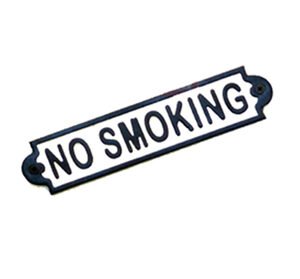 Cast Iron "NO SMOKING" Sign Plaque Door Wall Fence Post Cafe Shop Pub Hotel Bar Work B/White Vintage Finish 220mm #517