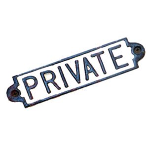 Cast Iron "PRIVATE" Sign Plaque Door Wall Cafe Shop Pub Hotel Bar Work B/White Vintage Finish 195mm #519